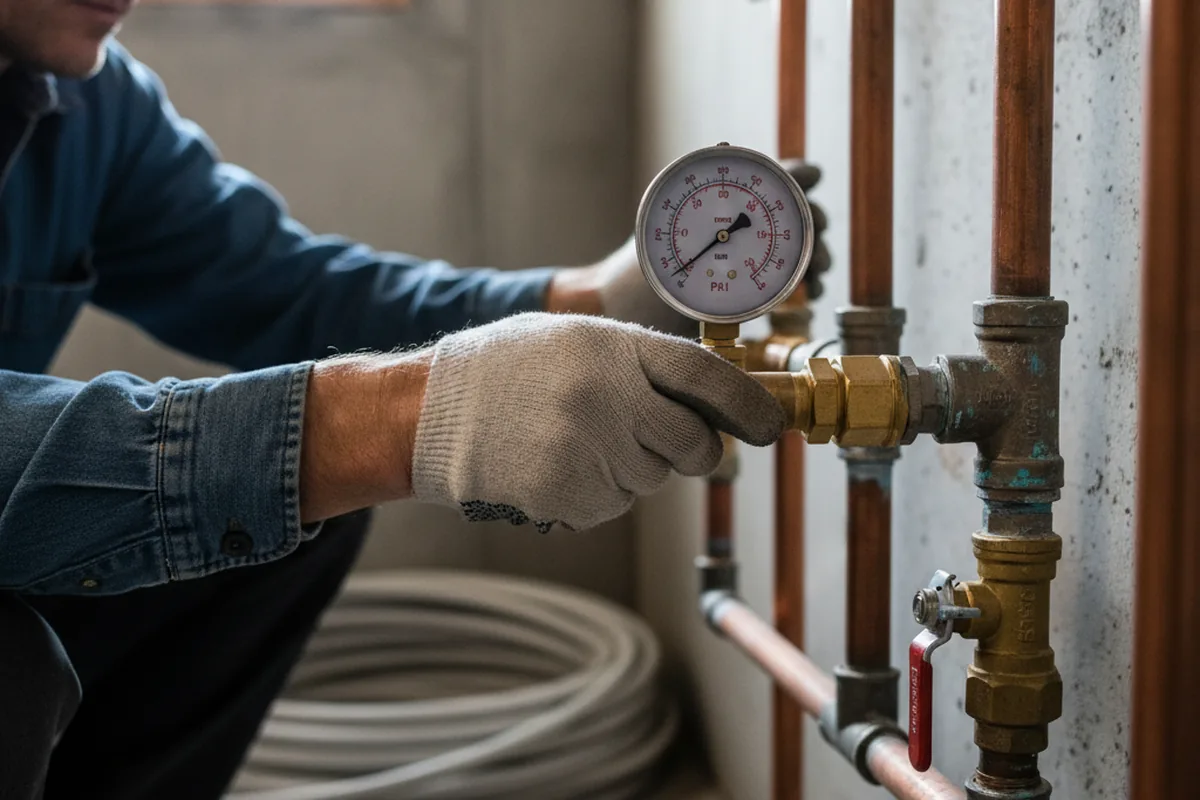 Pressure testing a repaired line during Water Line Repair in Odessa